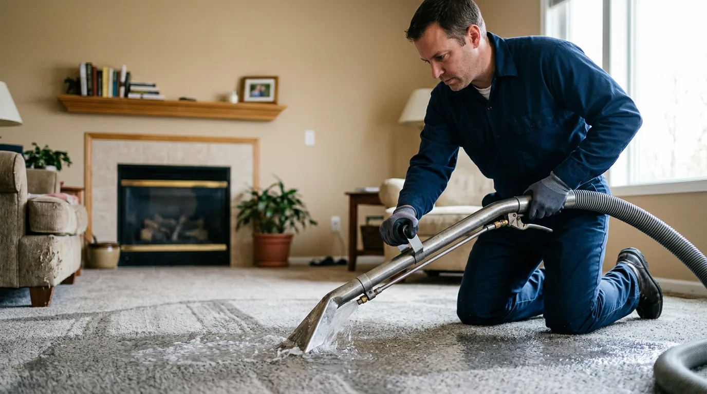 Water damage restoration technician working near Schwenksville, PA